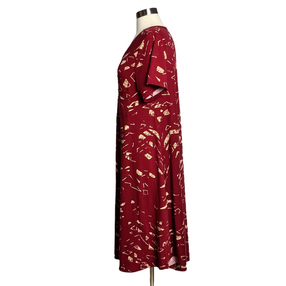 LuLaRoe Maroon Red and Tan Simply Comfortable Dress with Pocket - Picture 4 of 13